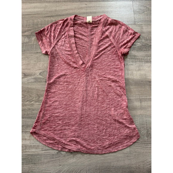 We The Free Tops - We The Free Deep V Burnout Tee Size XS Mauve Y2K EUC